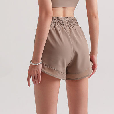 Women'S Mid Rise Running Shorts Antibacterial Liner Stretch Waist Athletic Shorts Mesh Pockets