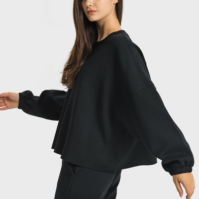 Women Crewneck Long Sleeve Casual Tops Workout Black Hoodies Pullover