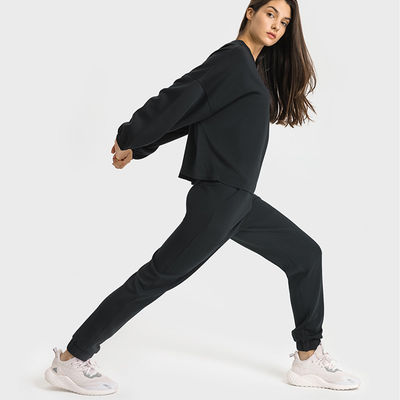 Women Crewneck Long Sleeve Casual Tops Workout Black Hoodies Pullover