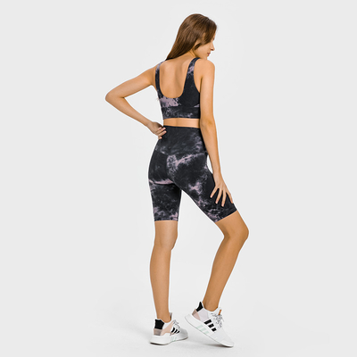 Women Tie Dye Workout Sets 2 Piece U Type Sports Bra And Yoga Pants Set