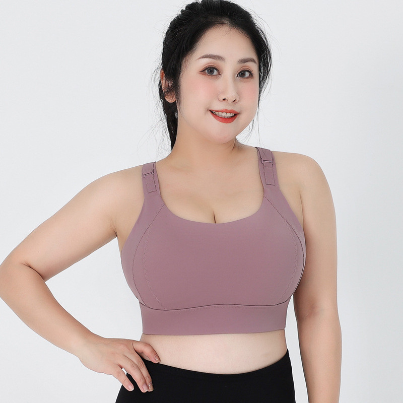 Plus Size Comfortable Sports Bra Breathable Cross Back With Adjustable Straps